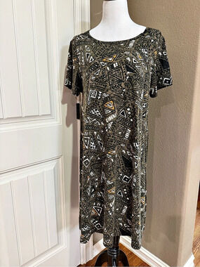 LuLaRoe Julia Geometric Maxi Dress Brown XL